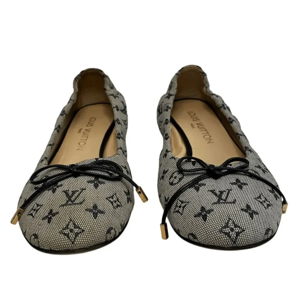 Louis Vuitton Mini Lin Debbie Ballet Bow Flats Navy Canvas EU 36.5 Monogram